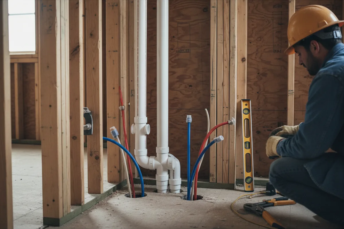 Drain and supply rough-in during Sump Pump Repair in Ragland